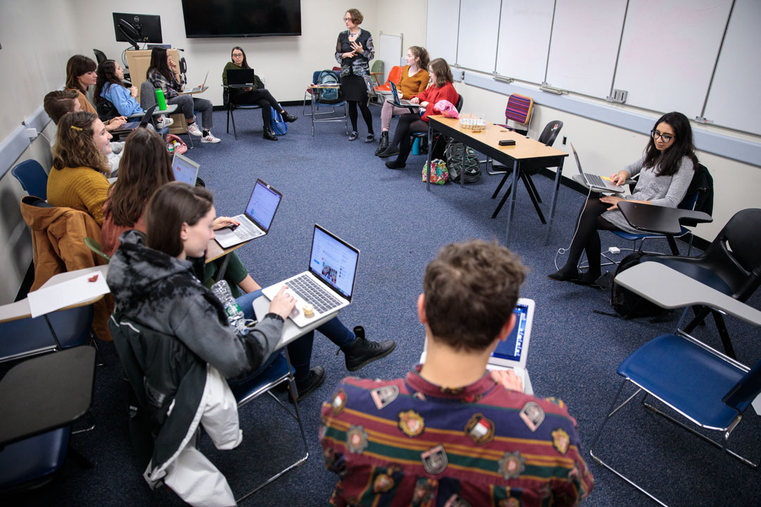 Professor Erica Wall teaches a class
