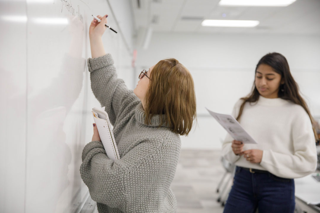 Professor Erica Wall teaches a class