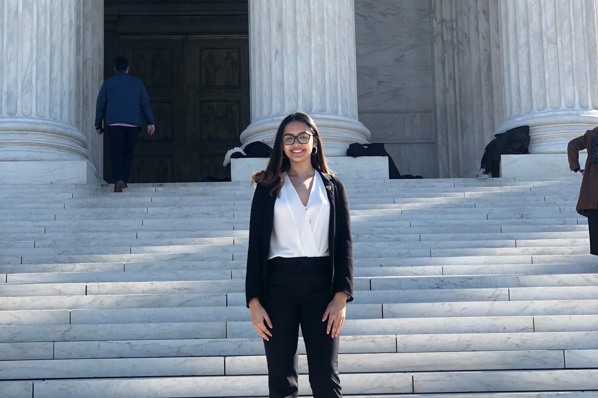 Kaylah in front of the Supreme Court